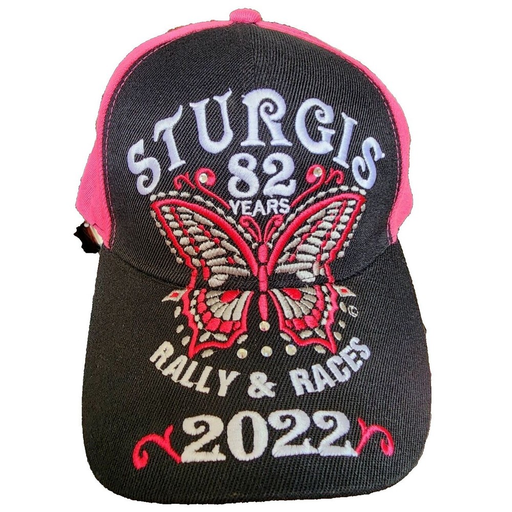 Sturgis Rally and Races 2022 Pink Embroidered Baseball Cap Adjustable Biker Hat